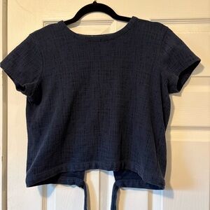 Madewell Textured Navy Crop Top